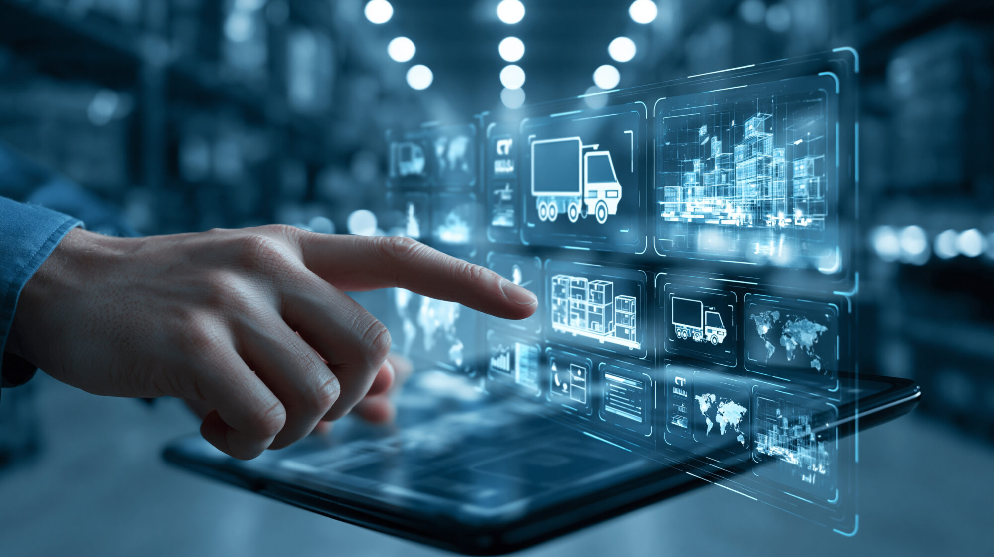 Faceless Hand Uses Digital Logistics Interface To Track Cold Chain Delivery In A Modern Warehouse Under Cool Blue Lighting, Futuristic Technology Faceless Hand Uses Digital Logistics Interface To Track Cold Chain Delivery In A Modern Warehouse Under Cool Blue Lighting, Futuristic Technology